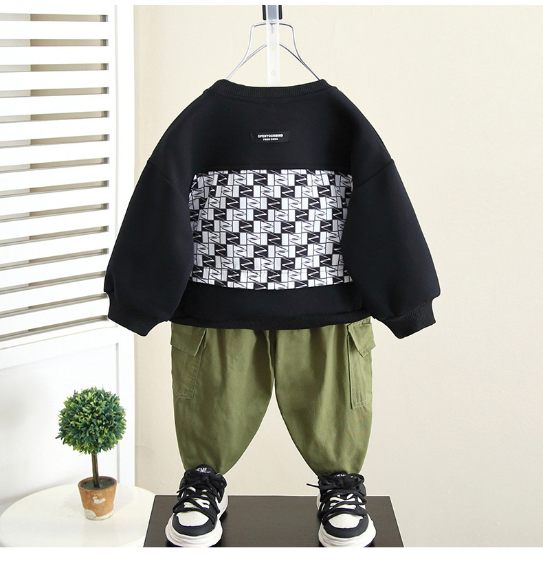 Set hanorac și pantaloni cargo pentru băieți toamnă primăvară_voghion.com