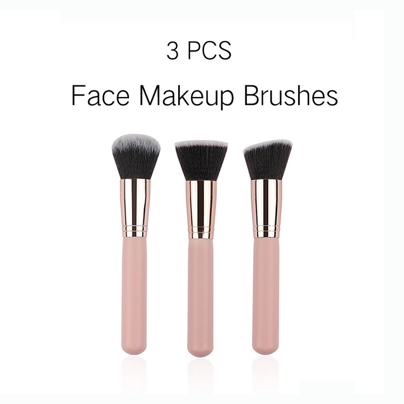 Cross-Border Foundation Brush for Makeup Artists, Popular Wooden Handle Fiber Bristle Brush for Facial Makeup, Seamless Concealer and Loose Powder Brush