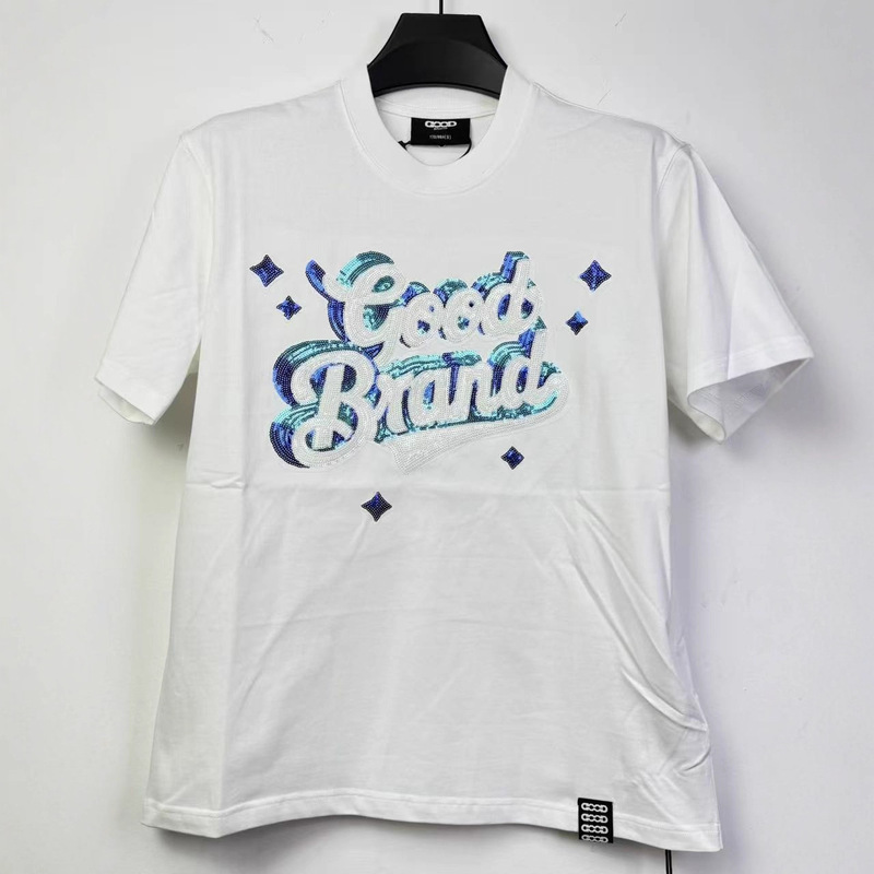 In Stock Goodbrand Stereo Star Sequin Accessible Luxury Fashion High-End Short-Sleeved T-Shirt Same Style for Men and Women