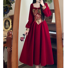 大码春季新款新中式女装敬酒服新娘装红色丝绒回门订婚礼服连衣裙