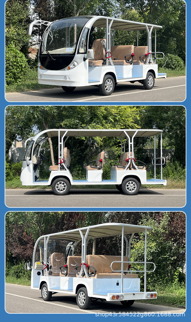 Cross-Border Electric Sightseeing Vehicle 11-Seat Tourist Attraction Sightseeing Vehicle Hotel and B&B Shuttle Sales Office Shuttle Sightseeing Vehicle