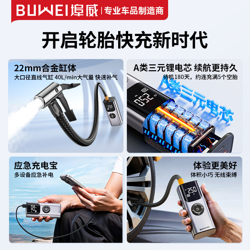 Nuevo producto bomba de aire para automóvil bomba de aire inalámbrica portátil neumático de automóvil inflado automático de alta presión tesoro carga de teléfono móvil image 4