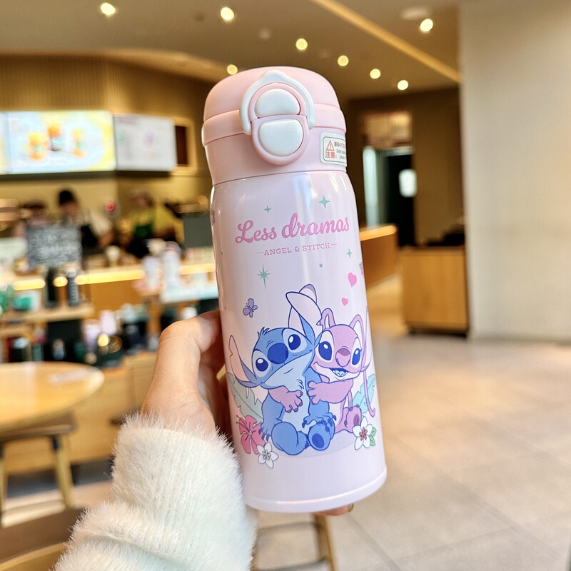 史迪奇双饮儿童保温杯女生高颜值吸管水杯316不锈钢学生便携杯子|undefined
