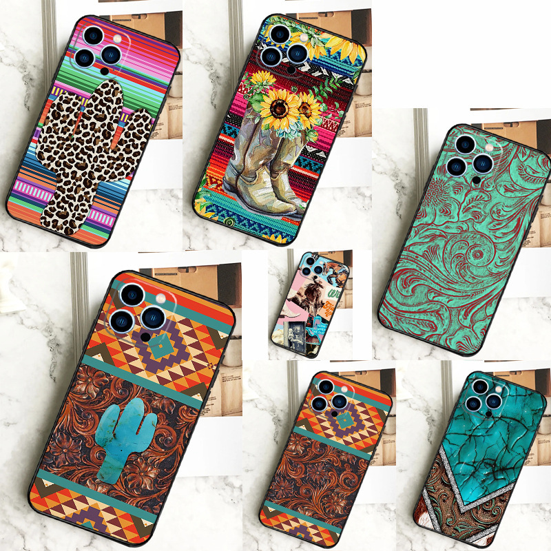 iPhone Case for Western Denim Girls Denim Bohemian Aesthetic Phone Case for iPhone 15 14