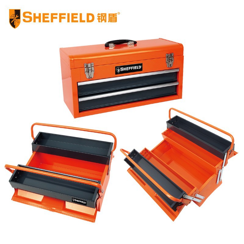 SHEFFIELD/钢盾 S025004 3翻斗工具箱410x200x240mm收纳箱