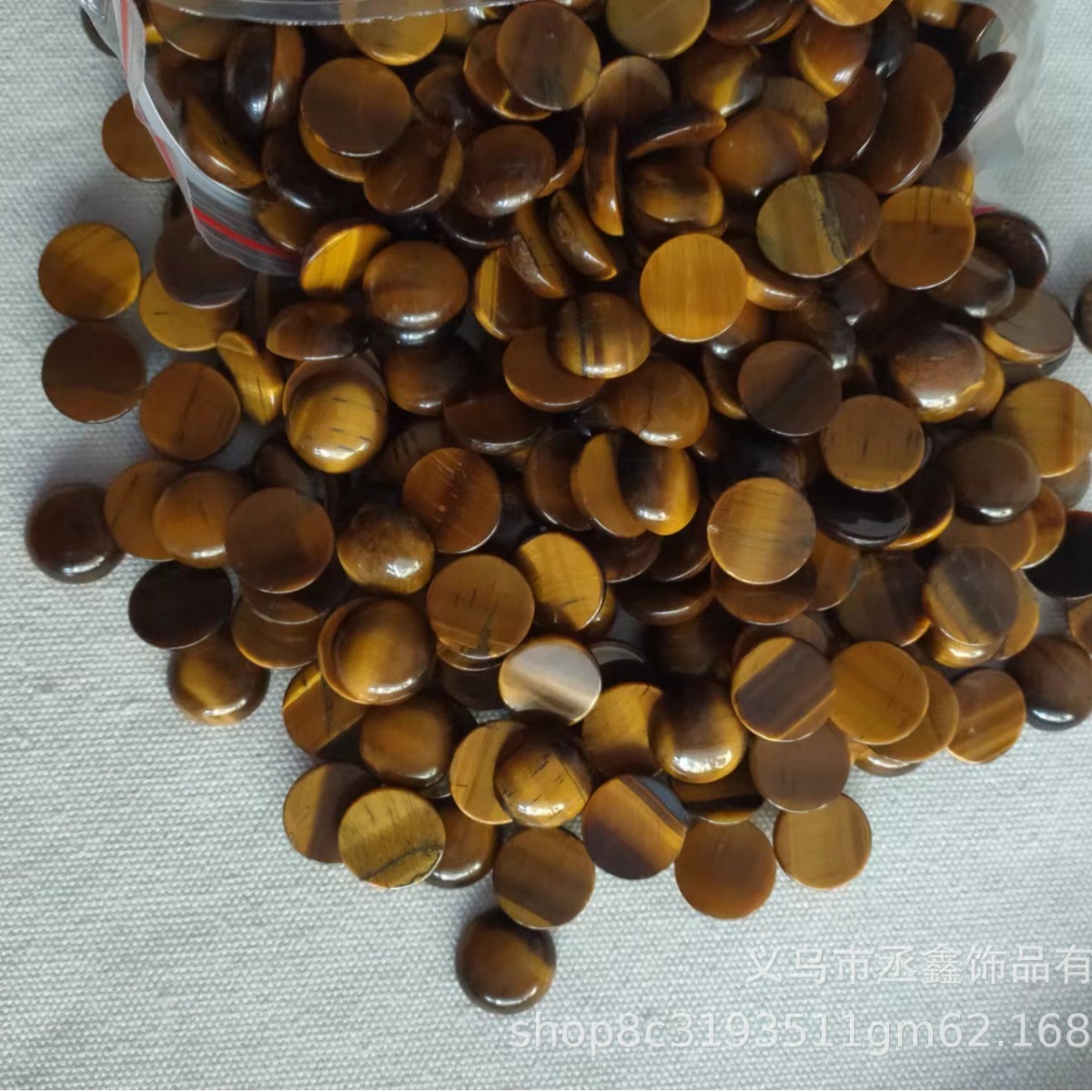 Factory Direct natural Tiger Eye Stone flat round ring surface stand diy inlaid ring stud earrings jewelry accessories wholesale