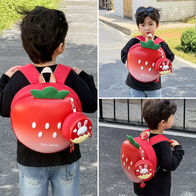 Mochila de cáscara dura para niños 2025 nueva mochila de jardín de infantes ligera, mochila de chicas lindas, mochila de conejo de fresa