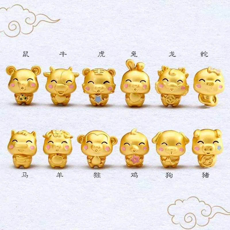 十二生肖隔珠越南沙金编织手链饰品配件材料大孔散珠配珠手串女
