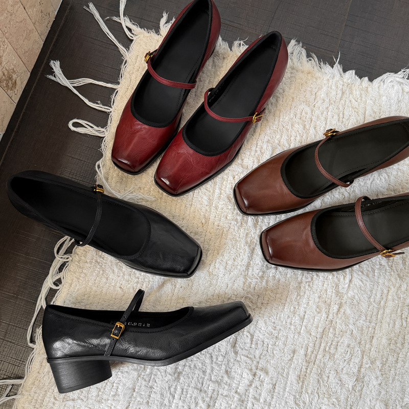 Silent Sole Washable Sheepskin Mary Jane Shoes 2026 Autumn Thick Mid-Heel Square Toe Genuine Leather Commuting Buckle Single Shoes for Women Silent Sole Washable Sheepskin Mary Jane Shoes 2026 Autumn Thick Mid-Heel Square Toe Genuine Leather Commuting Buckle Single Shoes for Women