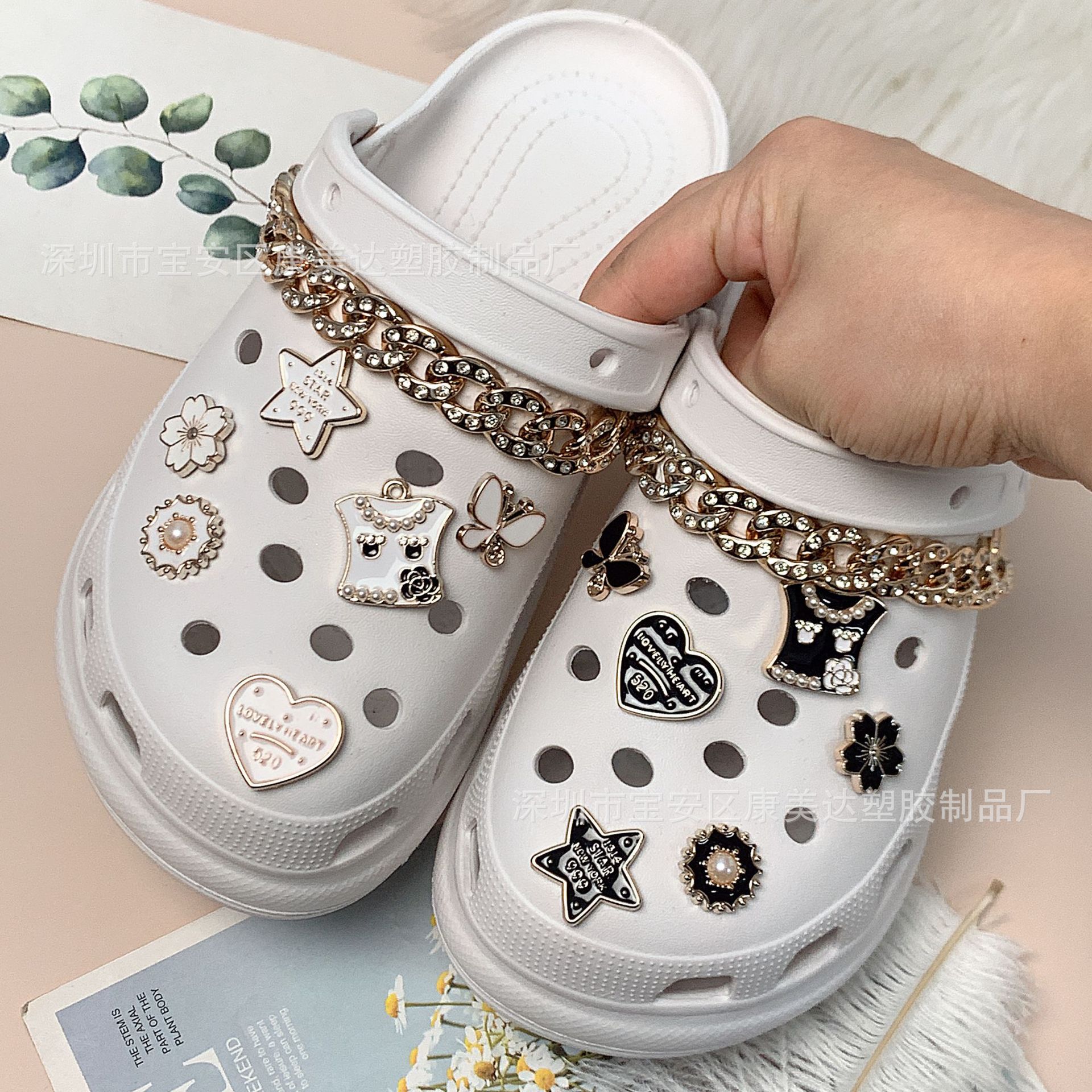 K149-black · 흰색 옷 다섯개 별 세트 모조 다이아몬드 체인 (신발 제외)