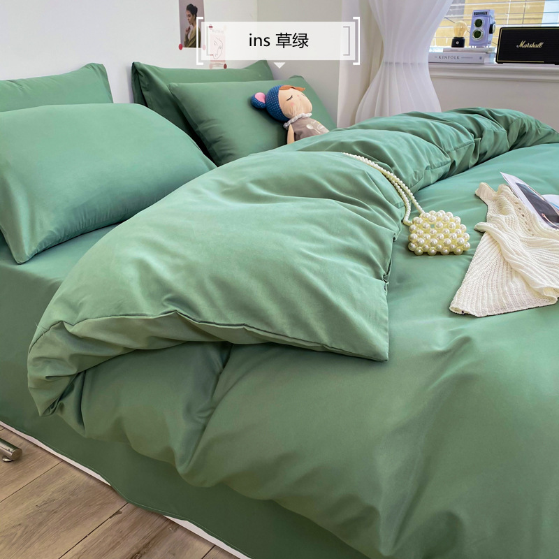 洗濯綿の純色四点セットの寝具は、日本のシンプルな毛磨きシーツです。|undefined