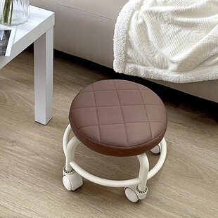 Casual Low Stool, Universal Wheel Small Bench, Silent Pulley, Kidsren's Toddler Stool, Beautiful Seam Round Stool, Household Small Stool with Baby