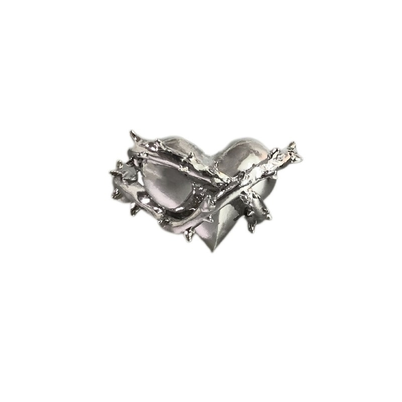Anillo abierto de corazón para mujer, sortija de espinas_voghion.com