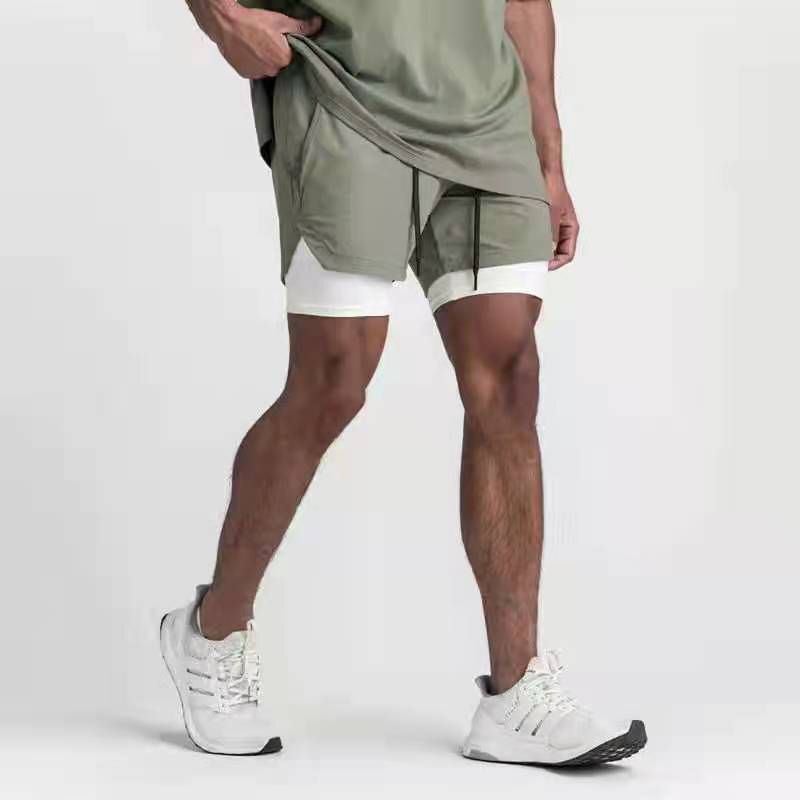 Men's Sports Running Pants, Swimming Yoga Pants, Double-Layer Anti-Exposure Basketball Sports Shorts