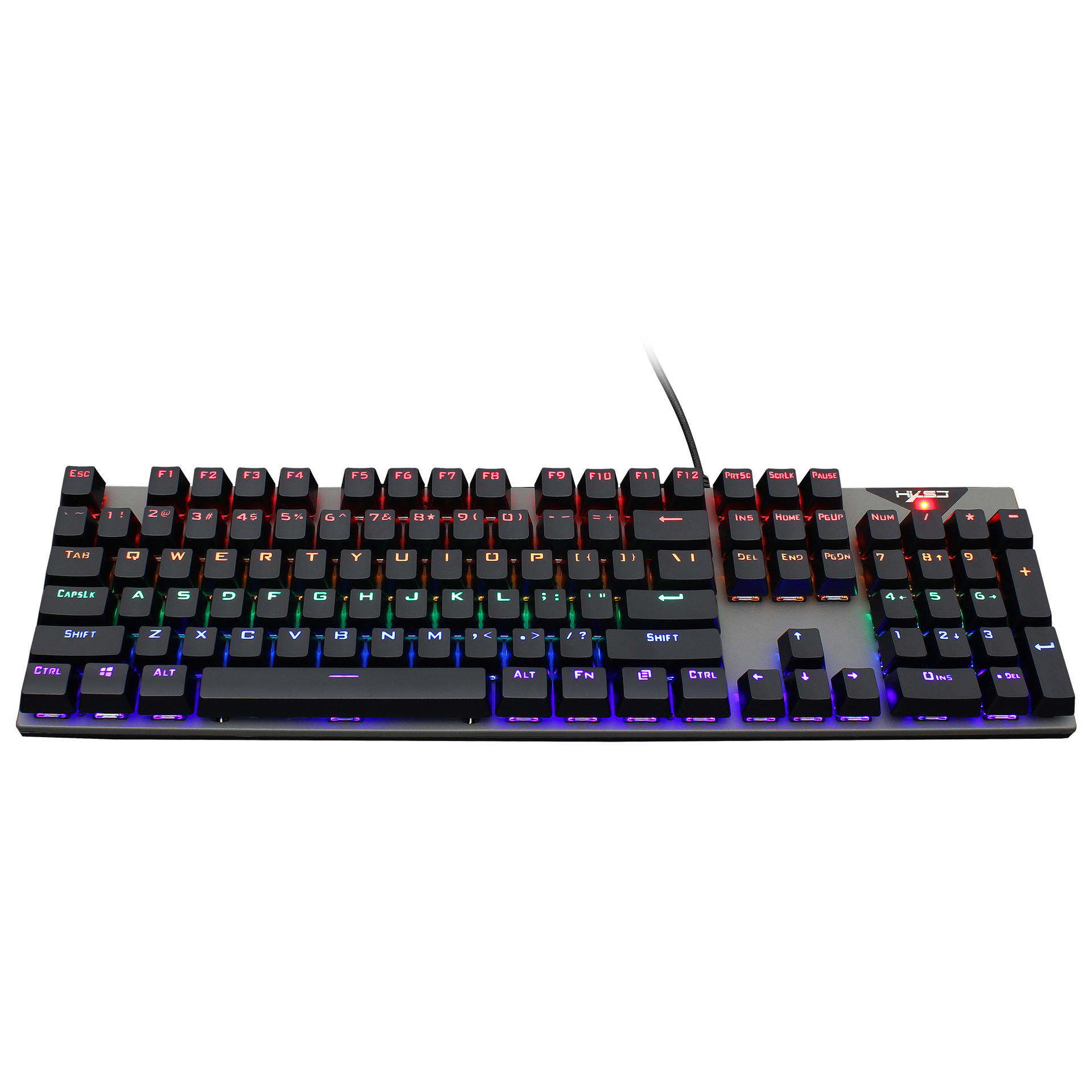 Mechanische Tastatur in arabischer Sprache mit 104 Tasten, blauer Achse und mehr als 20 Arten von Tastaturen mit bunter Beleuchtung_voghion.com