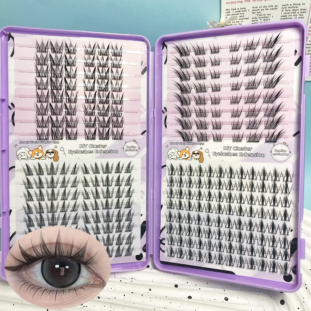 Serie de pestañas postizas transfronterizas Libro de pestañas de comercio exterior Pestañas postizas en inglés completas Pestañas postizas de gran capacidad, pelo segmentado de un solo racimo