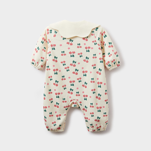 Baby Spring and Autumn Set Clothes for Girls, Onesie with Chinese Style, Birthday and 100th Day Outfit for Newborns, Long Sleeve Crawling Suit