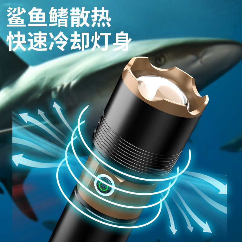 Linterna de luz fuerte, tiro largo al aire libre, pesca nocturna, linterna de ciclismo, láser blanco portátil, puede reemplazar la linterna de cuatro colores al por mayor