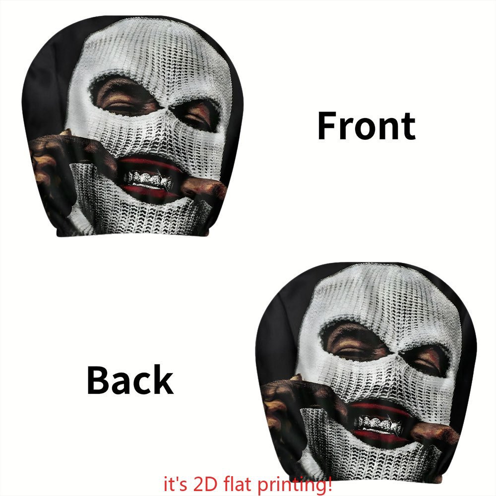 Car headrest cover with hip-hop masked bandit personalized print, universal car pillowcase, can be customized with labels and made according to provided images