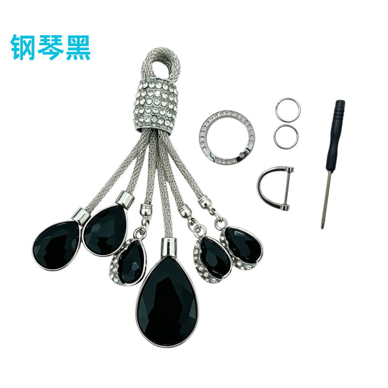 Factory High-End Car Keychain Pendant Goddess Crystal Pendant with Diamond-Encrusted Ring Keychain, Popular Cross-Border Sales