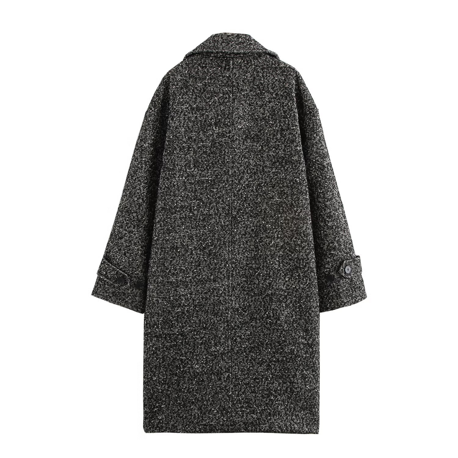 Damenbekleidung Herbst und Winter neue Mode hängende Schulter Fischgräten diagonal Manteljacke_voghion.com