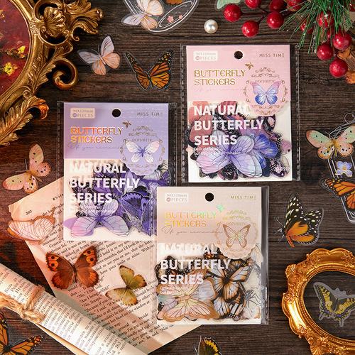 Light-picking pet sticker pack Butterfly Nature Series Butterfly handbag decorative material stickers 40 pieces in 6 options