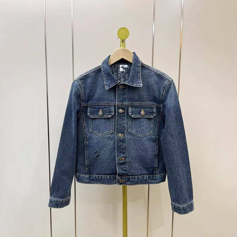 2025 New Nanyou D Bees Embroidered Single Row Vertical Neck Denim Jacket Denim Straight Leg Pants suit