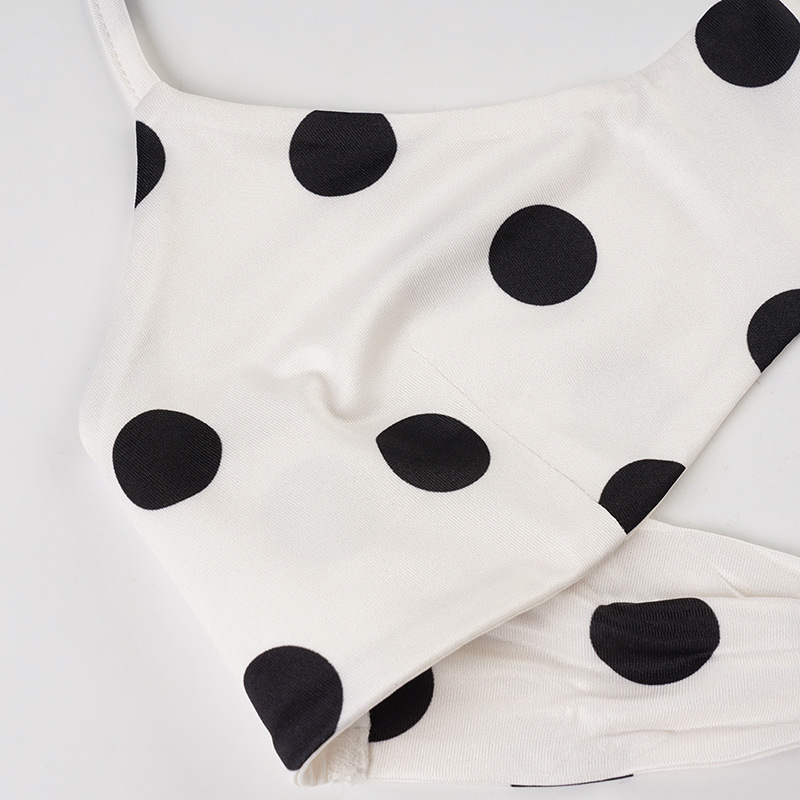 European And American Retro Beach Resort Hot Spring Polka Dot Sexy Bikini Set With Halter Neck Top + Solid Color Shorts_ecoleips.com