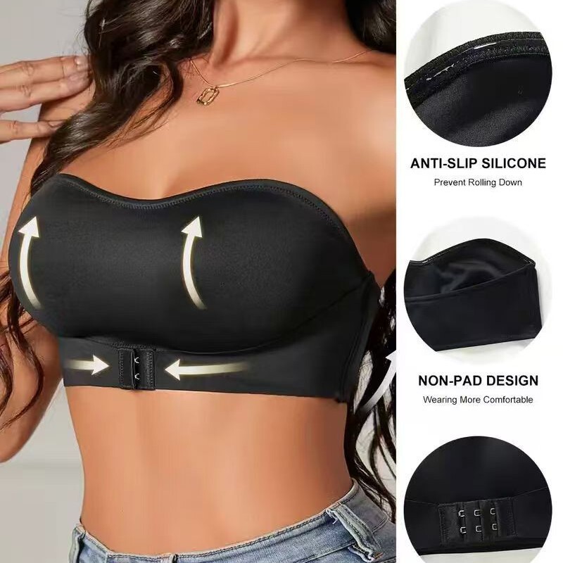 Cross-border European and American TEMU Strapless Front Buckle Underwear Push-up Bra Wrap-up Bra Women's Traceless Bra