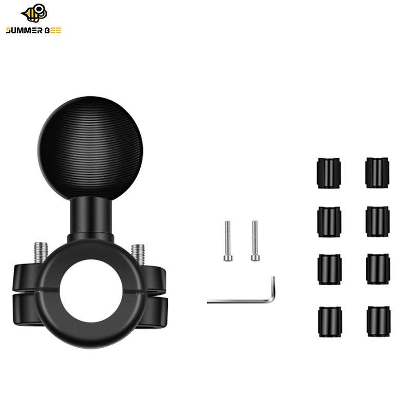 1 inch aluminum alloy thin tube fixed bracket metal electric vehicle rearview mirror round pipe clamp 25mm ball head accessories