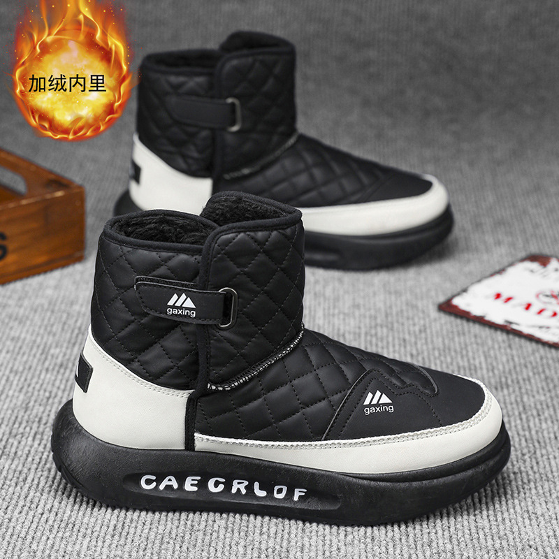 Black Martin Boots For Men, Winter Men's Shoes, High-Top With Fleece, Warm Cotton Shoes, Thickened Outdoor Men's Snow Bo_vogvips.com