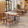 网红餐厅桌椅组合简约美式复古咖啡厅铸铁西餐厅实木岩板餐桌椅子