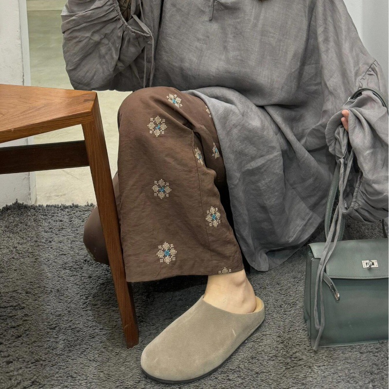 Todo el cuero de vaca ~ cuero real con una base gruesa Bocken zapatillas de mujer aumentando la altura de la base suave Mueller zapatillas Bocken medio zapatillas frías zapatillas