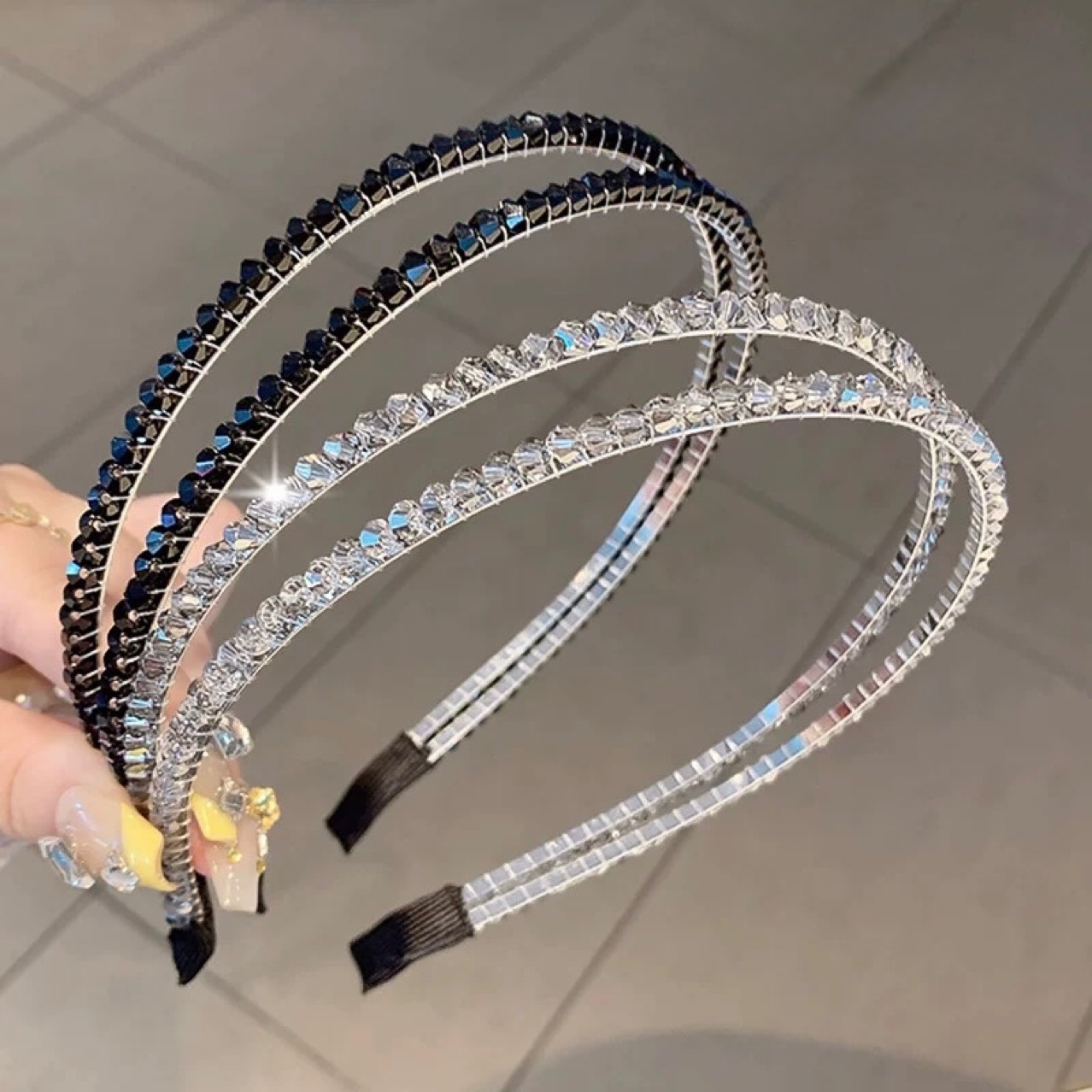 Super Flash Double-layer Crystal Headband Women's Spring and Summer Princess Style High-end Refined Diamond Thin Headband All-match Headwear