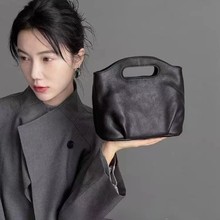 韩系小众复古手拎包女士新款上班通勤百搭高质感软皮大容量斜挎包