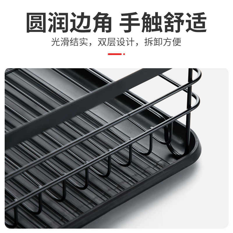 Multifuncional doble capa palillos platos y platos de hierro forjado platos y cubiertos almacenamiento de platos de drenaje artículos de cocina