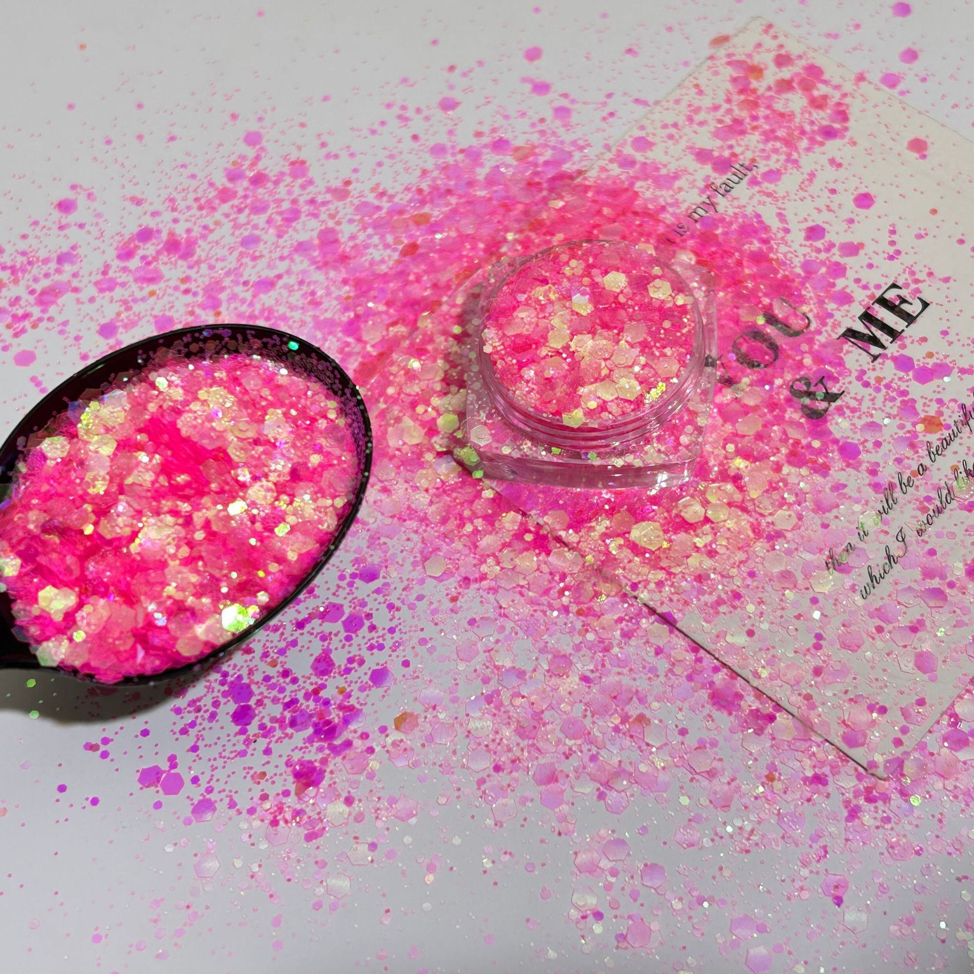 Golden Iridescent Polarized Semi-Transparent Sparkling Nail Art Glitter Transparent DIY Handmade Resin Decoration Nail Stickers