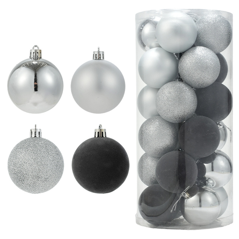 Transfronterizo 6CM / 8CM paquete de Navidad 24 bolas colgantes de Navidad decoración de árbol de Navidad colgante decoración de props
