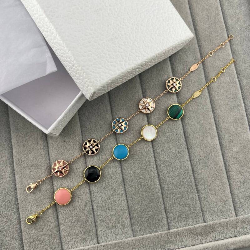 Dijia Agate Chain Eight-Pointed Star Five-Flower Bracelet 18K Single Diamond Star Double-Sided Mother-Of-Pearl High-End Popular Jewelry