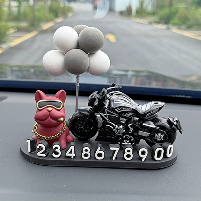 personalized interior decoration accessory — Nömrəli dayanma kartı - red-french-bulldog-cruise-black-gray-white-ball-3d-o-style