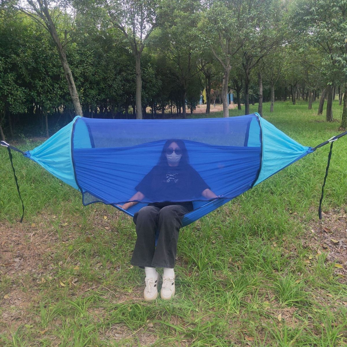 Automático de apertura rápida con mosquiteros hamaca al aire libre simple y doble tela de nylon barra de campamento anti-mosquitos tipo de suspensión image 8