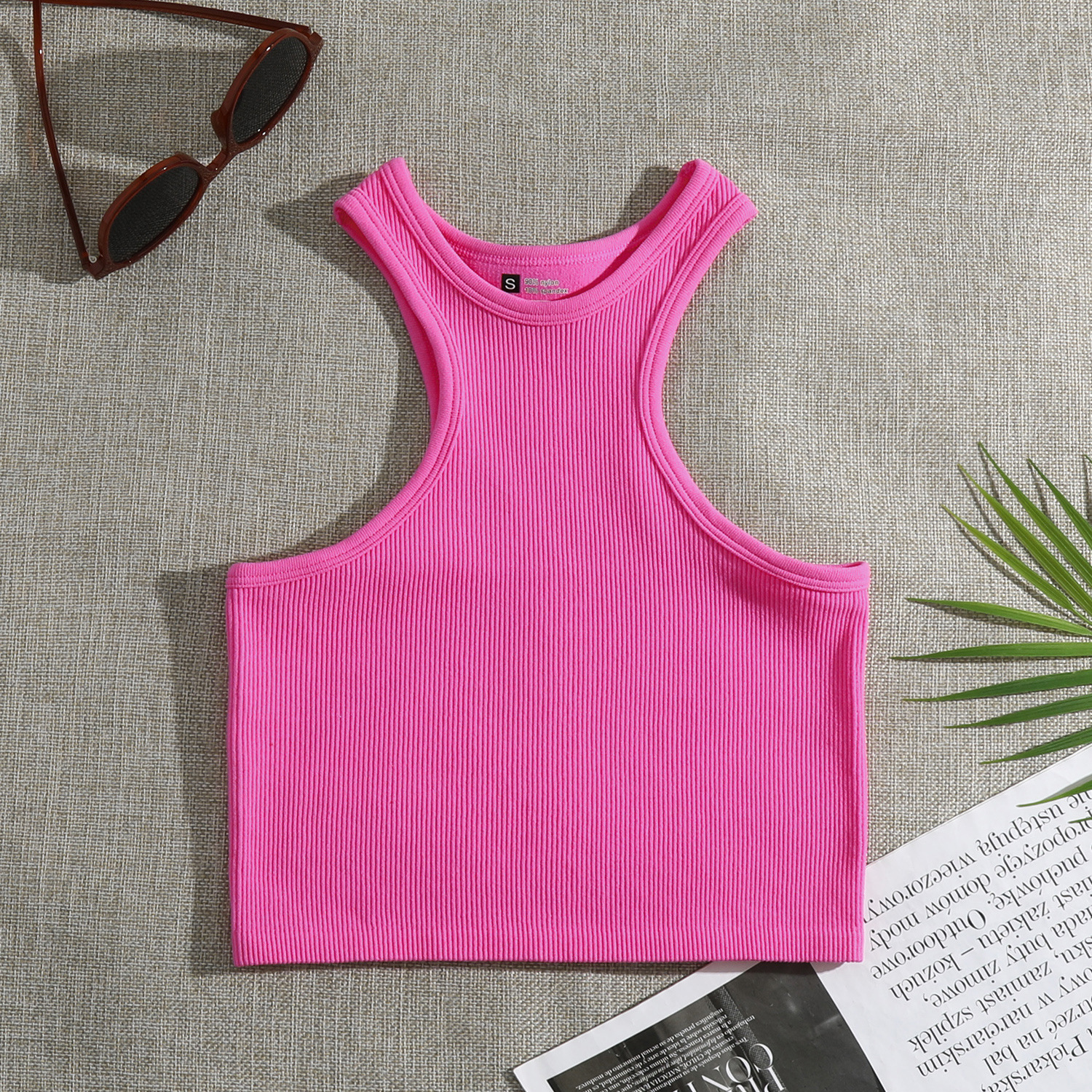 Women's Simple Style Stripe Nylon Round Neck Active Tops Bra Vest display picture 8