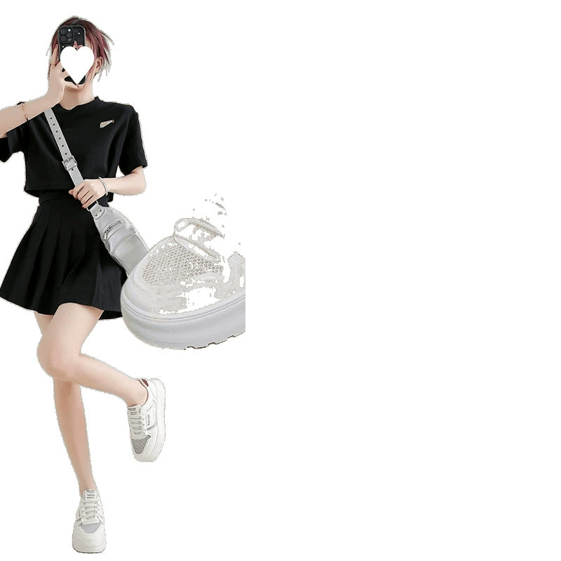 Women’s platform sneakers, breathable mesh, Korean style, white/black/red, EU 35–40