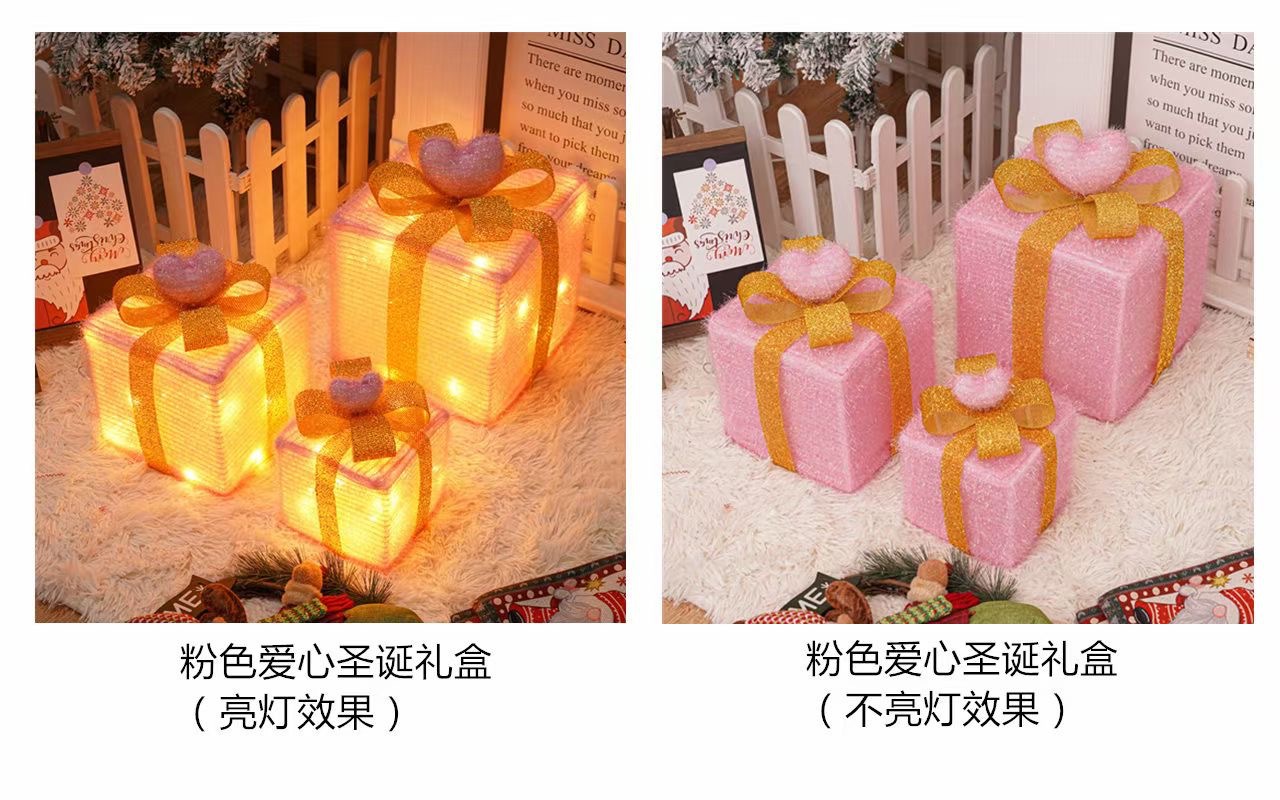 Caja de regalo de Navidad de amor rosa
