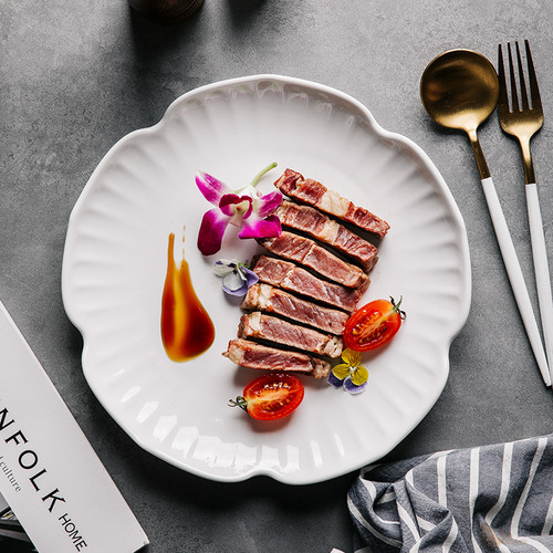 Japanese-style floral pattern ceramic restaurant tableware set Western dinner plate bowl set household noodle bowl large soup bowl salad bowl commercial