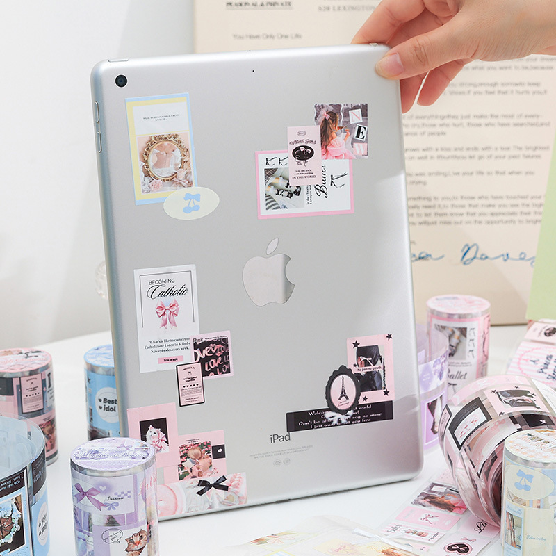 Luz y sombra cápsula transparente cinta adhesiva impermeable pet diy diario de mano pegatinas de decoración retro paisajismo transfronterizo pegatinas de mano