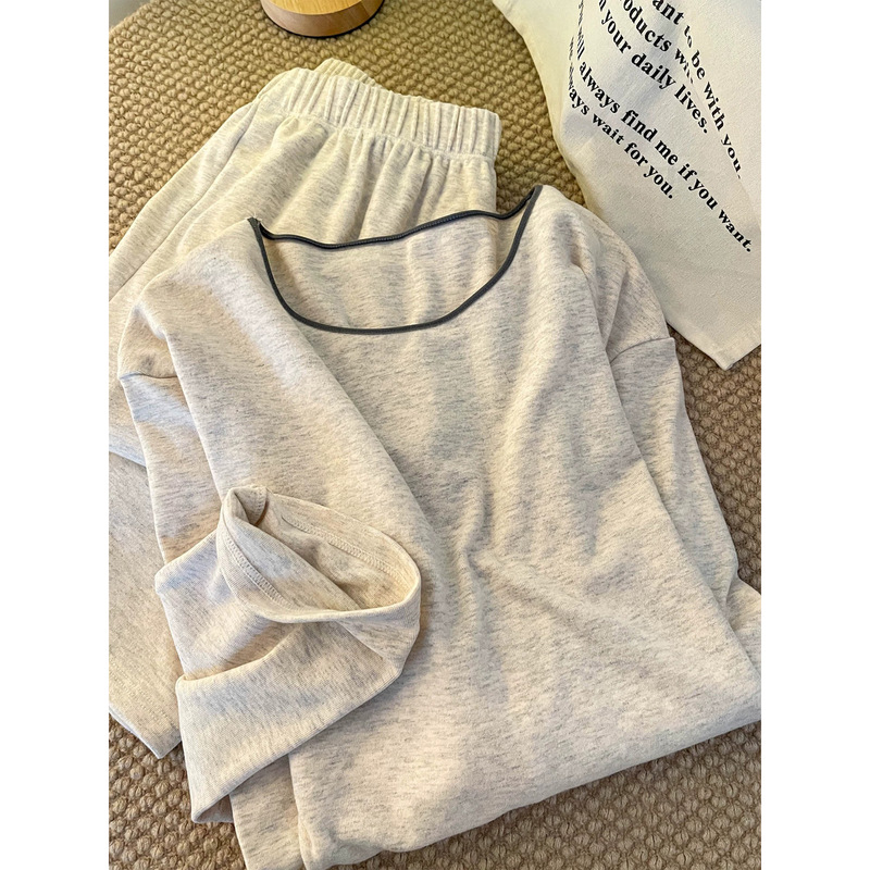 Women's cashmere pajamas for spring and autumn, thickened and warm, long-sleeved set, high-end solid color home wear, plus size, can be worn outside Women's cashmere pajamas for spring and autumn, thickened and warm, long-sleeved set, high-end solid color home wear, plus size, can be worn outside