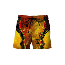 2025夏季跨境外贸澳大利亚土著系列沙滩裤3D数码印花速干时尚短裤