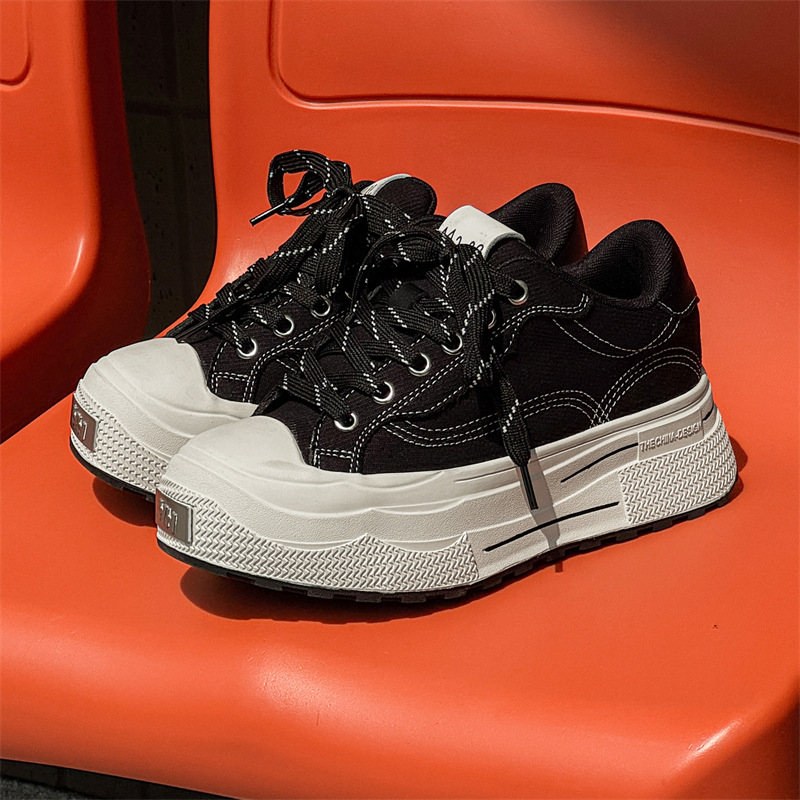 Star Same Style Platform Canvas Shoes Men's Ensemble Series Niche Black Sneakers Sports Retro Wear-resistant Casual Shoes for Women