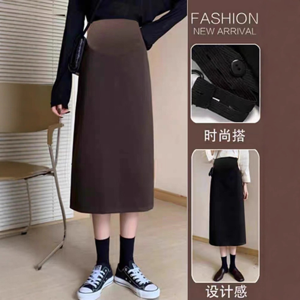 New autumn/winter maternity wool midi skirt, loose and trendy.